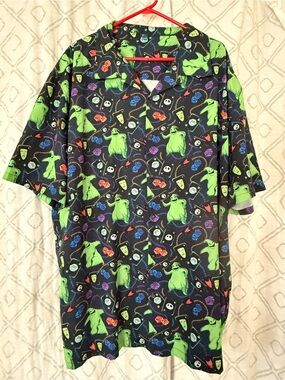 Men's Short-Sleeve Button-Down Shirt — Oogie Boogie Inspired Print